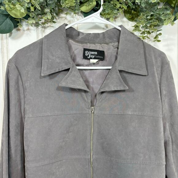 Vintage Dawn Joy Gray Suede Suit Skirt‎ Set size 10 Retro Work Business School - Picture 6 of 14